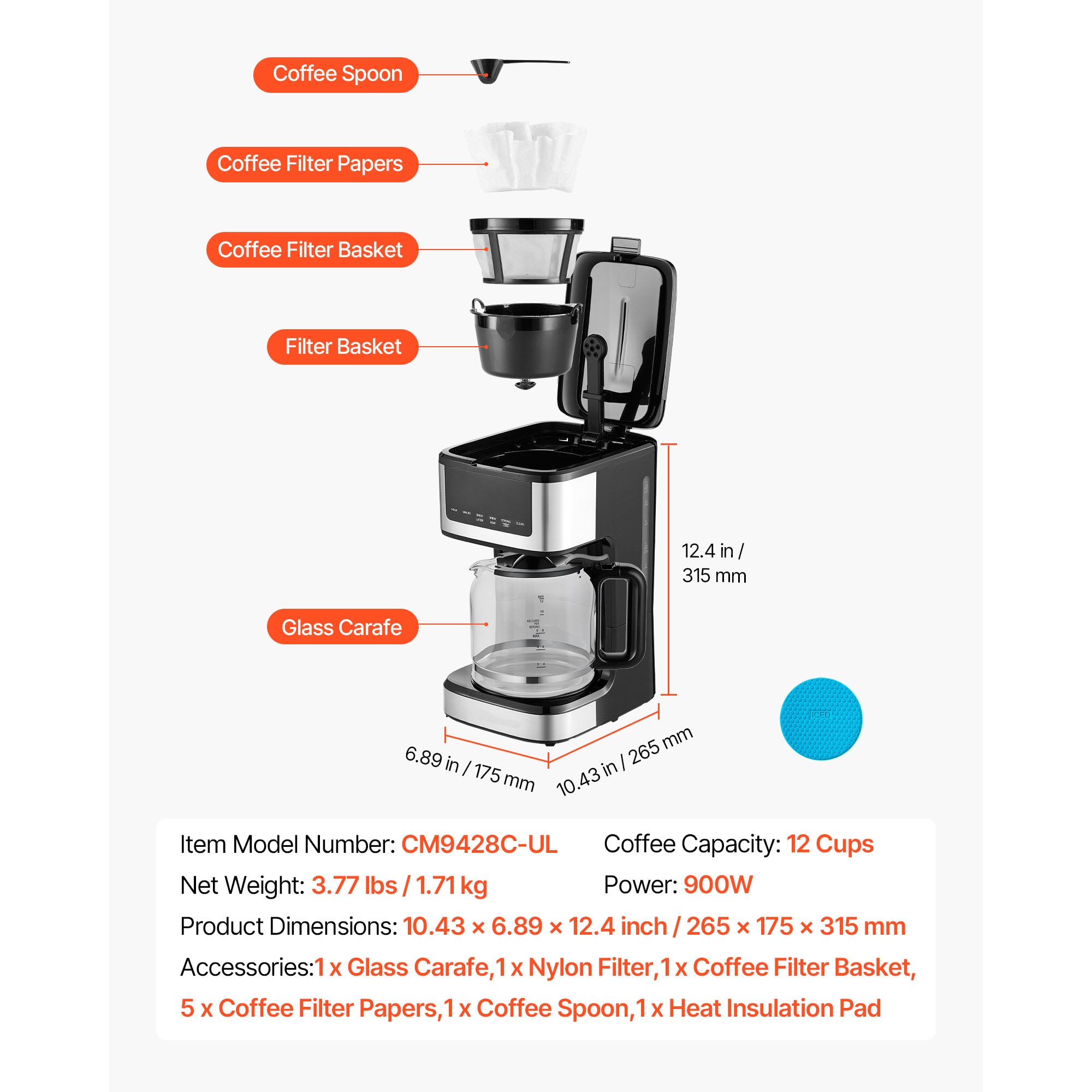 Programmable Coffee Maker, 12 Cup Programmable Drip Coffee Makers With Touch Screen, 4-Hour Keep Warm Coffee Makers Drips, 2 Brew Strengths Drip Coffee Machine For Home, 24-Hour Programmable_voghion.com